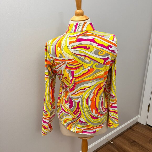 Icikuls Women's Long Sleeve 1/4 Zip Top Golf Tennis Athleisure Mod/Pucci Style M - Picture 8 of 10